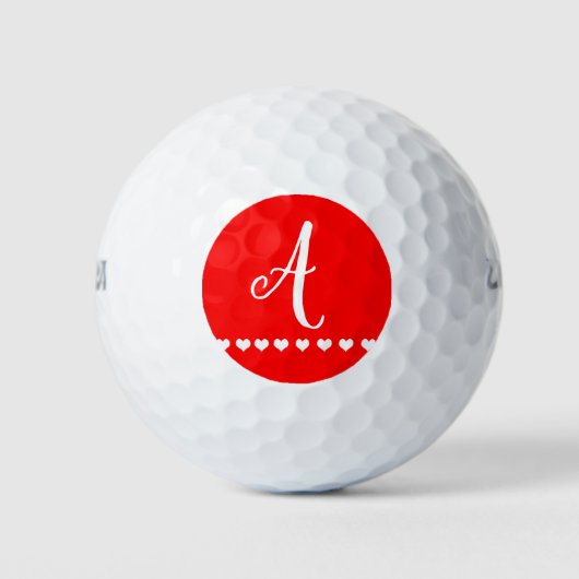 Initiale Rot-und Weißmonogramm Golfball (Vorderseite)