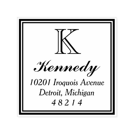 Initiale Rücksendeadresse des Monogrammes mit stat Permastempel (Design)