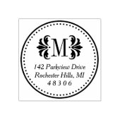 Initiale Rücksendeadresse des Round Damask Monogra Gummistempel (Prägung)