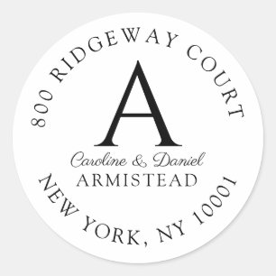Initiale Rücksendeadresse Monogramm Couple Floral Runder Aufkleber