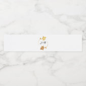 Initiale Schwarz-weiße Golden Blume Wreath Monogra Wasserflaschenetikett (Einzelnes Label)