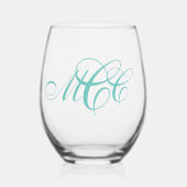 Initiale Skriptmonogramm Weinglas Ohne Stiel (Vorderseite)