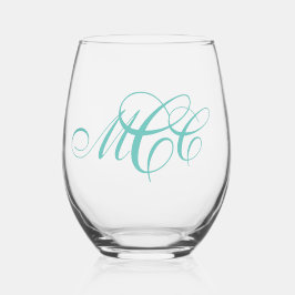 Initiale Skriptmonogramm Weinglas Ohne Stiel