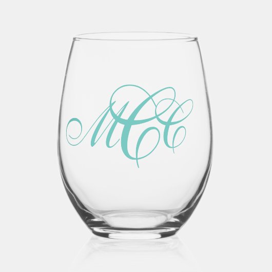 Initiale Skriptmonogramm Weinglas Ohne Stiel (Vorderseite)