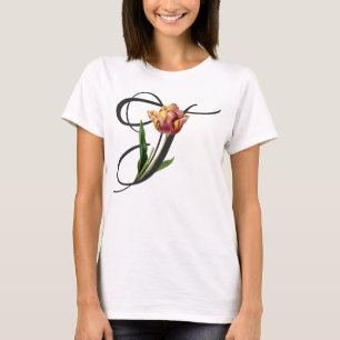 Initiale T, Vintage Tulpen T-Shirt