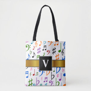 Initiale + Viel bunter Musiknoten und Symbole Tasche