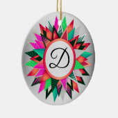 Initiale Weihnachtsfarben-Design-Monogramm Keramik Ornament (Rechts)