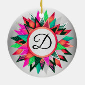 Initiale Weihnachtsfarben-Design-Monogramm Keramik Ornament (Hinten)