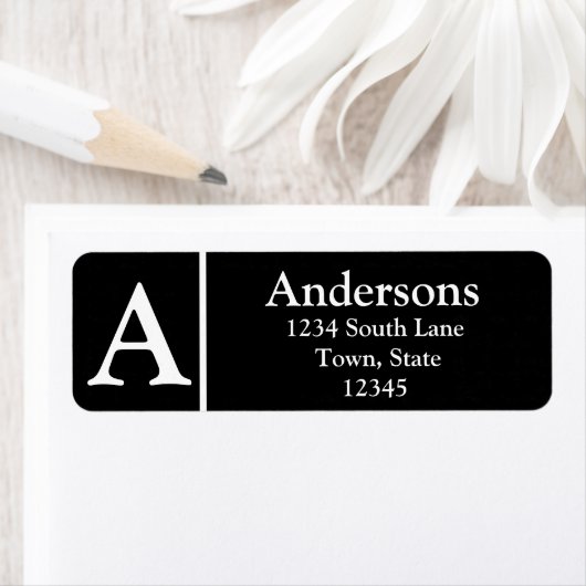 Initialed Black And White Return Address Label (Insitu)