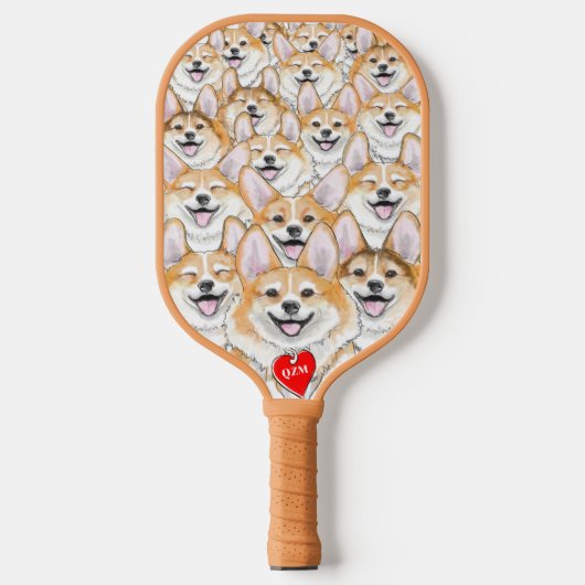 Initialed Corgi+Corgi Hintern Pickleball Paddle (Vorderseite)
