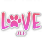 Initialed Liebe Paw Aufkleber (Vorderseite)