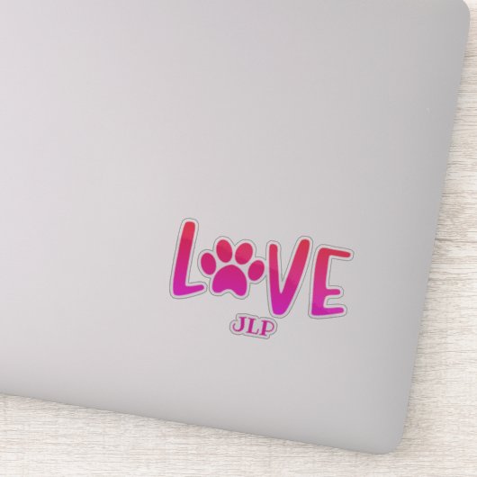 Initialed Liebe Paw Aufkleber (Detail)