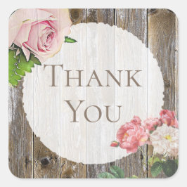 Initialed Rustic Wood Pink Rose Danke Stickers