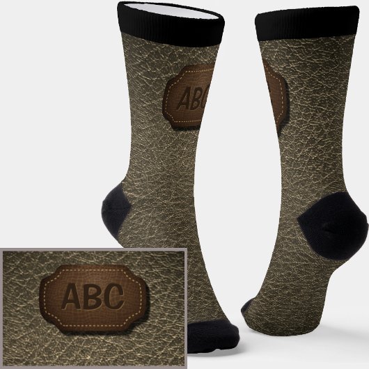 Initialen ändern, Leder-Abzeichen-Leder-Leder brau Socken