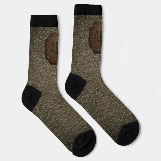 Initialen ändern, Leder-Abzeichen-Leder-Leder brau Socken (Rechts)
