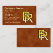 Initialen B und R aus Gold auf Ledergrund Visitenkarte (Vorne/Hinten)