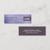 Initialen Buchstabe | Einfache violette Textur Mini Visitenkarte (Vorne/Hinten)