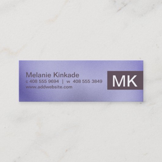 Initialen Buchstabe | Einfache violette Textur Mini Visitenkarte (Vorderseite)