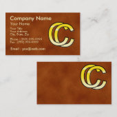 Initialen C und C aus Gold auf Ledergrund Visitenkarte (Vorne/Hinten)