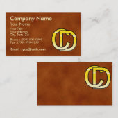 Initialen C und D aus Gold auf Ledergrund Visitenkarte (Vorne/Hinten)