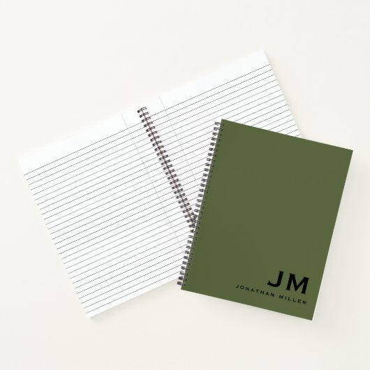 Initialen der beruflichen Olive Green Monogram Notizblock (Innenseite)