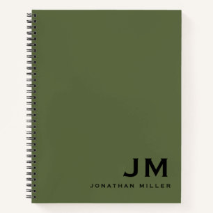 Initialen der beruflichen Olive Green Monogram Notizblock