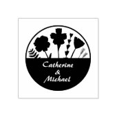 Initialen der Blume "Wild", "Wedding Monogram Name Gummistempel (Prägung)