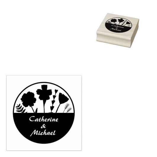 Initialen der Blume "Wild", "Wedding Monogram Name Gummistempel (Stempel)