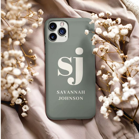 Initialen der Elegant-Sage-Monogramm Case-Mate iPhone Hülle