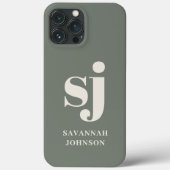 Initialen der Elegant-Sage-Monogramm Case-Mate iPhone Hülle (Rückseite)