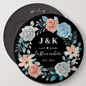 Initialen der Floral Monogram mit benutzerdefinier Button (Vorne & Hinten)