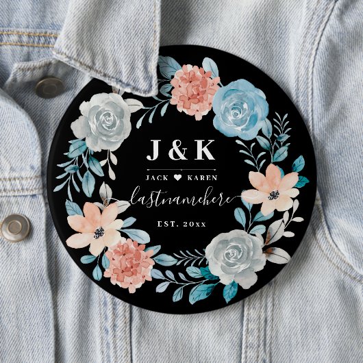 Initialen der Floral Monogram mit benutzerdefinier Button (Beispiel)