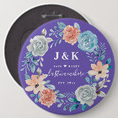 Initialen der Floral Monogram mit benutzerdefinier Button (Vorne & Hinten)
