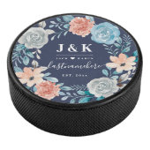 Initialen der Floral Monogram mit benutzerdefinier Eishockey Puck (3/4)
