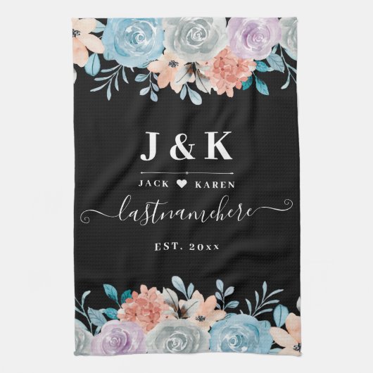 Initialen der Floral Monogram mit benutzerdefinier Geschirrtuch (Vertikal)