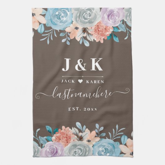Initialen der Floral Monogram mit benutzerdefinier Geschirrtuch (Vertikal)