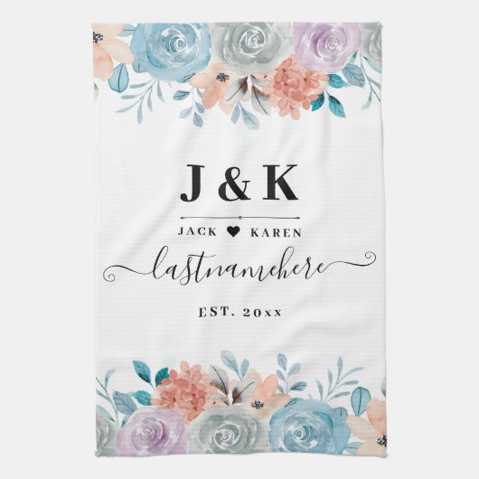 Initialen der Floral Monogram mit benutzerdefinier Geschirrtuch (Vertikal)