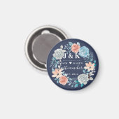 Initialen der Floral Monogram mit benutzerdefinier Magnet (Vorderseite/Rückseite)