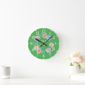 Initialen der Floral Monogram mit benutzerdefinier Runde Wanduhr (Zuhause)