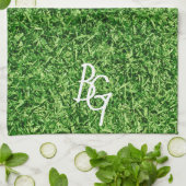 Initialen der Graspartie "Sporty Green Background" Geschirrtuch (Gefaltet)