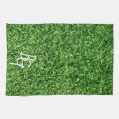 Initialen der Graspartie "Sporty Green Background" Geschirrtuch (Horizontal)