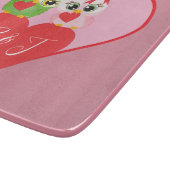 Initialen der hübschen rosa Herz- und Owls-Monogra Schneidebrett (Ecke)