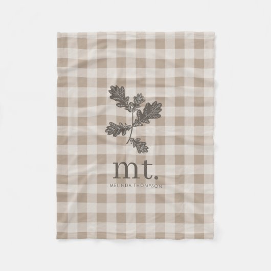 Initialen der Karierten Foliage Monogram Herbst Ta Fleecedecke (Vorderseite)