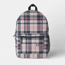 Initialen der Karierten Tartan-Karo-Monogramm-Grup Bedruckter Rucksack