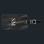 Initialen der klassischen Black Leather Monogram Gepäckanhänger<br><div class="desc">Eleganter klassischer Minimal Black Leather Monogram Initials Gepäcktag. Enthält Imitate Lederhintergrund.</div>