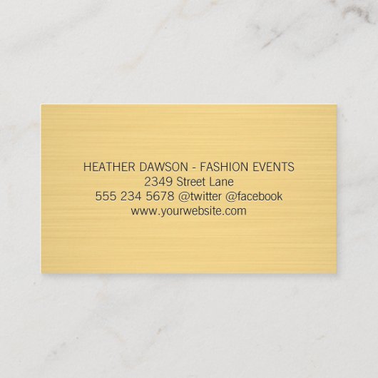 Initialen der klassischen Monogramme | Goldtextur Visitenkarte (Rückseite)