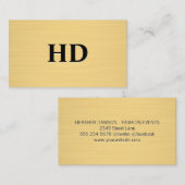 Initialen der klassischen Monogramme | Goldtextur Visitenkarte (Vorne/Hinten)