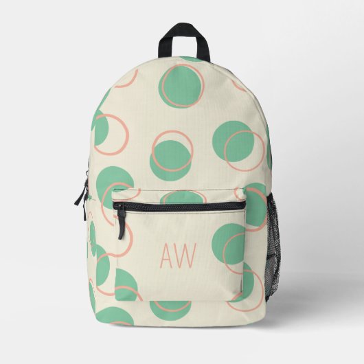 Initialen der Monogramme für niedliche grüne geome Bedruckter Rucksack (Vorderseite)