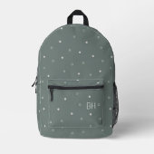 Initialen der neutralen grünen Polka-Dots Monogram Bedruckter Rucksack (Vorderseite)