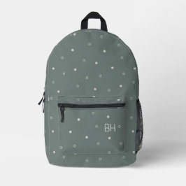 Initialen der neutralen grünen Polka-Dots Monogram Bedruckter Rucksack